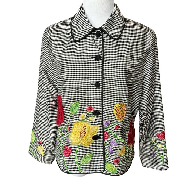 Anage Jackets & Blazers - Vintage ANAGE jacket:  gingham, embroidered, beaded, sequined, floral details